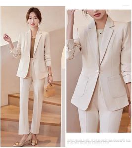 Pantalon de deux pièces pour femmes de haute qualité dames abricot blazer femmes costumes d'affaires pantalon et veste ensemble travail bureau uniforme ol styles