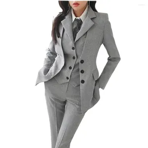 Pantalon de deux pièces pour femmes de haute qualité vêtements de travail des vêtements de travail de set business formel 3 pièces (pantalon de gilet en manteau)
