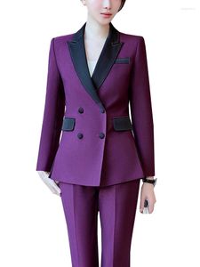 Pantalon de deux pièces pour femmes de haute qualité rouge vert noir violet dames pantalon costume femmes femme vêtements de travail veste formelle blazer et pantalon 2 ensemble