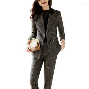 Vrouwen Tweedelige Broek Hoge Kwaliteit Lente Herfst Mode Vrouwelijke Blazer Vrouwen Pakken Broek En Jas Sets Kantoor Dames Werk Uniform