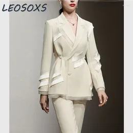 Tweedelige broek met dames High Sense Abrikoos Modesets Trendy Design Office Lady Nine-Point Outfits Temperament Set Set
