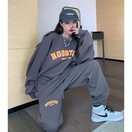 Tweede stuk broek voor dames hiphop print pullover Oversized sweatshirt set vrouwen tracksuit harem casual sportmeisjes herfst outfits 221130