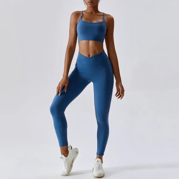 Pantalon deux pièces pour femmes, Legging de gymnastique, séchage rapide, respirant, collants de sport, ensemble de 2 tenues de beauté du dos