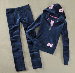 Pantalon féminin à deux pièces Y2K Velvet Tracksuit Femme Letter Patch Velor Zip Up Sweat à capuche et pantalons Sports Vwear Vintage Formation