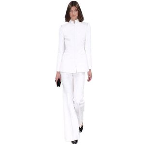 Femmes deux pièces pantalon veste femmes costume d'affaires blanc femme bureau uniforme dames formel pantalon 2 ensembles à fond cloche sur mesure pour femmes '