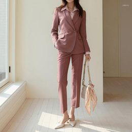 Dames tweedelige broek Koreaanse versie pakset 2023 lente en herfst forens professionele jas kleine formele
