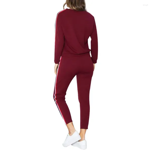 Pantalon de deux pièces pour femmes Combinaison de panneau en dentelle Femmes 2 PCS Survêtements Ensemble Dames Rayé Sport Actif Loungewear Bavoirs de Neige Femmes 2XL