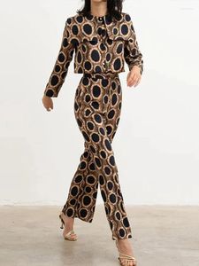 Pantalones de dos piezas para mujeres Traje de mujeres estampadas con leopar