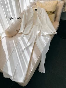 Pantalon de deux pièces pour femmes Lingzhiwu White Set Top Quality Blazer Femme Vest Suit 3 pièces Elegant Arrive