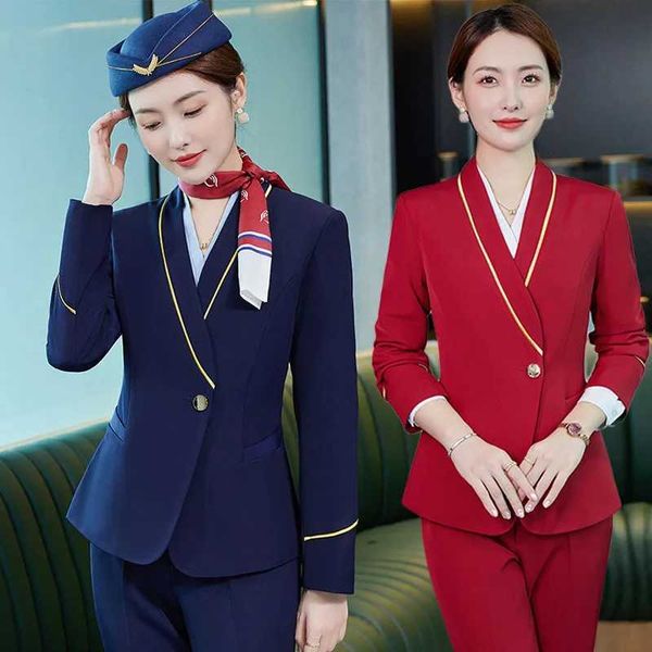 Pantalons de deux pièces pour femmes Long SLe Fashion Nouvelle température Office Uniforms d'équipage de chemin de fer à grande vitesse pour China Southern Airlines SC240407