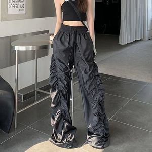 Pantalon deux pièces pour femmes Lucyever Y2K Vintage plis jambe large Style pantalon taille haute cordon complet unisexe Bf Baggy décontracté 230520