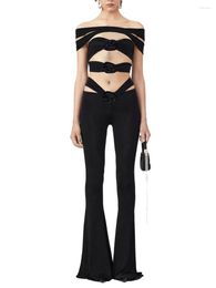 Tweedelige broek voor dames Luioyercxi vrouwen mesh zie hoewel jumpsuit rompers low gesneden voorkant hol uit pure skinny playsuit club bodysuit