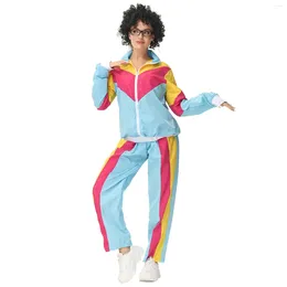 Damen Zweiteilige Hose Herren und Mardi Gras Disco Retro Trend Party Bühne Performance Kostüm 80er 70er Sweatshirt Jacke Mantel Set