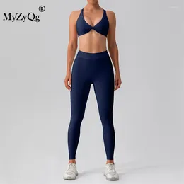 Pantalones de dos piezas para mujer MyZyQg Mujeres de secado rápido Belleza Back Yoga Conjunto de dos piezas Sexy Tight Running Sports Bra Pantalón Traje Fitness Wear