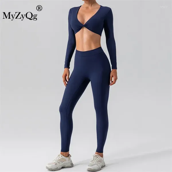 Pantalones de dos piezas para mujer MyZyQg Mujeres Camisetas de manga larga de secado rápido Conjunto de dos piezas de yoga Belleza sexy Espalda ajustada Traje de pantalón deportivo para correr