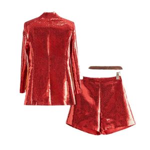 Dames tweedelige broek Nieuwjaars Bright Red Prowin Mid Lengte Suit Top en Shorts Fashion Pants tweedelige set 0108