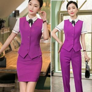 Dames Two -Piece Pants Office Lady Suits Female 2021 Vest en stelt Autumn Plus Size Business Work Uniforms Formele vrouwenparty's1