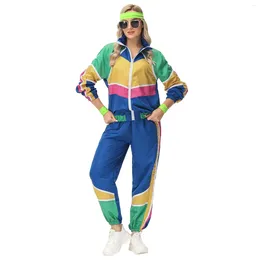 Des pantalons de pantalon de deux pièces pour femmes sets des femmes adultes et de l'homme 80s survêtement rétro hip hop windbreaker disco 2 tenue