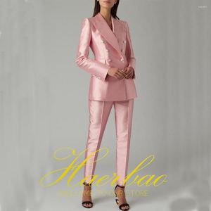 Pantalon deux pièces pour femmes, costume rose, veste à double boutonnage, robe de mariée, blazer formel personnalisé pour maman