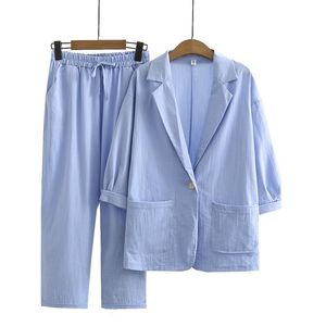 Pantalon deux pièces pour femmes, grande taille 4xl,5xl, ensemble de costume, Cardigan ample en lin, survêtement décontracté, printemps été 2022, 2 ensembles