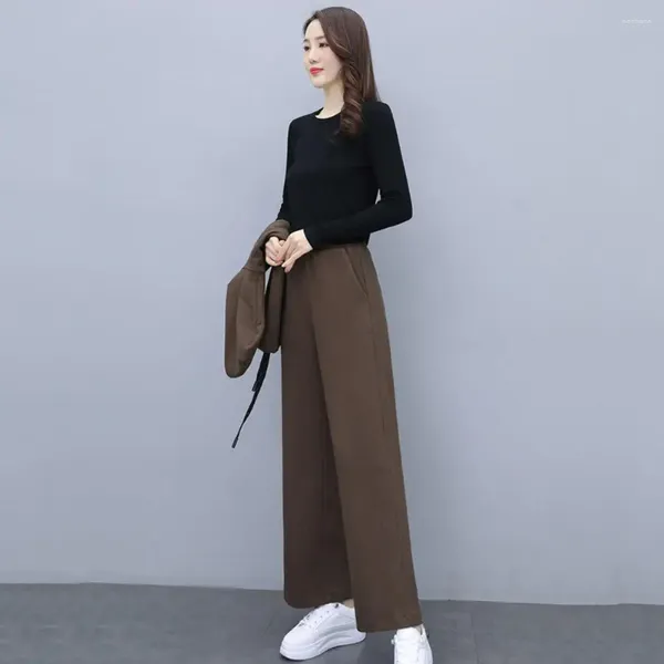 Pantalones De Dos Piezas Para Mujer Traje De Fibra De Poliéster Adecuado Para Todas Las Formas Y Edades Elegante Conjunto De Tres Piezas Chaleco Con Capucha Negro Abrigo Elástico Oficina