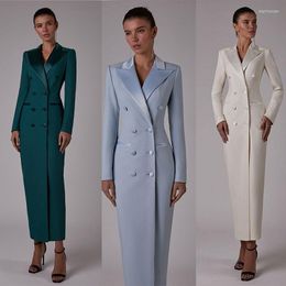 Dames tweedelige broek Premium damesblazer Aangepaste lange jas Mode Jumpsuit Dubbele rij knopen Formele smoking feestjurk