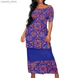 Pantalones de dos piezas para mujer Samoan Puletasi Polynesian Tribal Clothing Fijian Tapa Print Custom Women Two Piece er Style Dress Sets Q231120