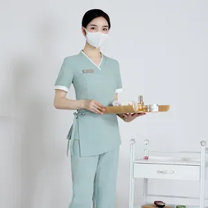 Pantalon de deux pièces pour femmes Sauna Massage Bain de pieds Technicien féminin Uniforme de travail Costumes Salon de beauté Femmes Esthéticiennes Vêtements de travail à manches courtes