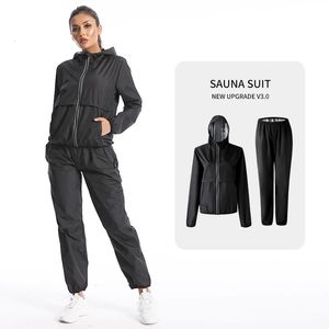 Dames Tweedelige broek Saunapak Dames Ruimvallend Gymkledingsets voor Zweten Gewichtsverlies Dames Sport Actieve kleding Afslanken Volledig lichaam Trainingspak Fitness 231011