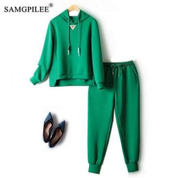 Dames tweedelige broek set van mode s voor vrouwen casual capuchon capon cotton trui bundel zweetbroek sport 2 set s outfits 4xl 230324