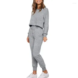 Dames tweedelige broek set sportkleding Informeel als vrouw Trui met mouwen in lantaarntop Kort en achtergrond Voor Dames 2024