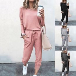 Ensembles de pantalons deux pièces pour femmes ensemble de pyjama vêtements de nuit vêtements de salon vêtements de détente pour femmes vêtements de nuit pour dames vêtements de maison sommeil à manches longues avec cordon de serrage