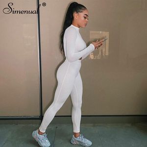 Tweedelige broek voor dames Simenual Casual Solid Sporty Active Wear Matching Sets Women Long Sleeve Autumn BodyCon 2 Outfits Crop Top en Leggi