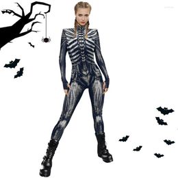 Pantalon de pantalon à deux pièces pour femmes squelettes bodys halloween grenouillère Cosplay 3d formulaire d'ajustement Costume Impression