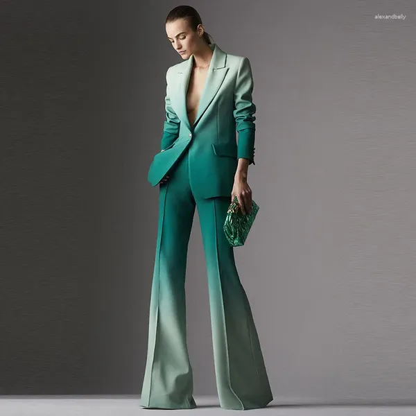 Pantalon deux pièces pour femmes, ensemble de haut-parleurs à la mode, dégradé, coupe cintrée, vêtements de haute qualité, printemps et automne