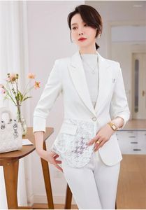 Pantalons de deux pièces pour femmes Spring Automne Office Lady Fashion Casual Plus taille marque Femme Femme Silm Coat Suits Set Vêtements