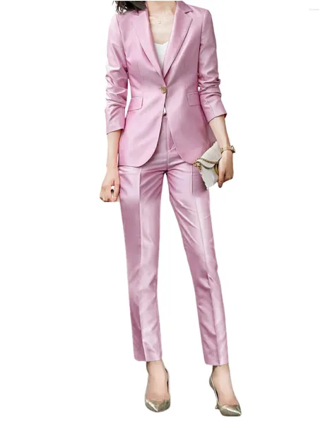 Pantalones de dos piezas para mujer, traje de un botón, solapa con muesca, esmoquin para fiesta, boda, baile de graduación, negocios