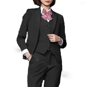 Traje de pantalón de dos piezas para mujer, chaqueta Formal de diseño ajustado, chaleco, conjunto de negocios, Blazer para mujer, ropa de trabajo de oficina de 3 piezas