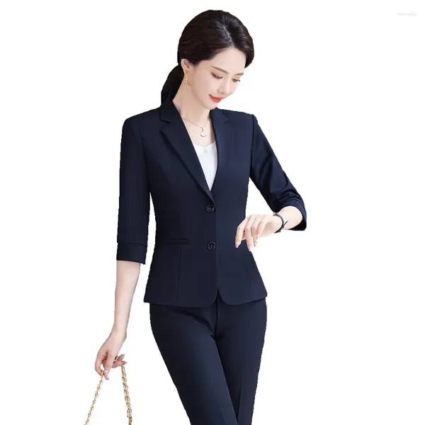 Pantalons de travail à deux pièces pour femmes Sostumes de travail de travail de travail de styles formels pour les femmes Blazers Femininos Professional Career Interview