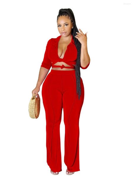 Pantalon deux pièces pour femmes Szkzk Sexy Bandage 2 Clubwear Set Party Soirée Tops courts et taille haute Night Club Tenues pour femmes Ensembles moulants