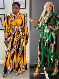 Pantalon de deux pièces pour femmes TSXT 2022 Style africain Femmes Imprimé 2 couleurs 2 pièces Ensembles Casual Lady O-Cou Manches longues Lâche Top Large Jambe Longue