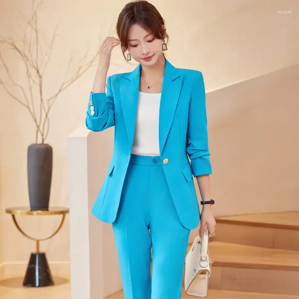 Pantalones de dos piezas para mujer Diseños de uniformes Trajes de pantalón Ropa de trabajo de negocios para mujeres formales Trajes Estilos de oficina profesionales con chaquetas y abrigo