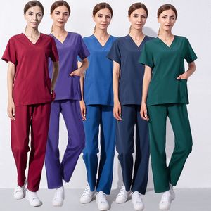 Tweedelige damesbroek Unisex Medische scrubpakken Set Dokter Verpleeguniform Confinement Center Ziekenhuis Schoonheidssalon Mondholte huisdier Werkkleding