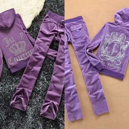 Dames tweedelige broek Velvet Juicy Tracksuit Women Coutoure Set Track Suite Couture Juciy Coture Sweatsuits Letters Hooded Hoodie Loose Fit S 42676