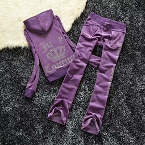 Pantalon de deux pièces pour femmes Velvet Juicy Survêtement Femmes Coutoure Set Track Suit Couture Juciy Coture Sweatsuits Lettres Sweat à capuche Loose Fitting Designer J6