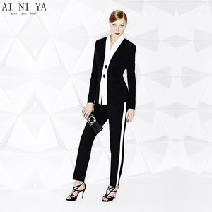 Pantalon de deux pièces pour femmes Blanc Noir Femmes Formel Wear Pantsuits Dames Costume de travail d'affaires pour bureau Slim Uniforme féminin 2 costumes