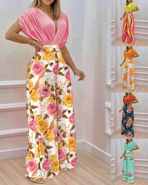 Pantalones de dos piezas para mujer Artículos al por mayor para ropa boutique Explosivo 2022 Verano Moda sexy Mujer Estampado floral Elegante Mujer 2