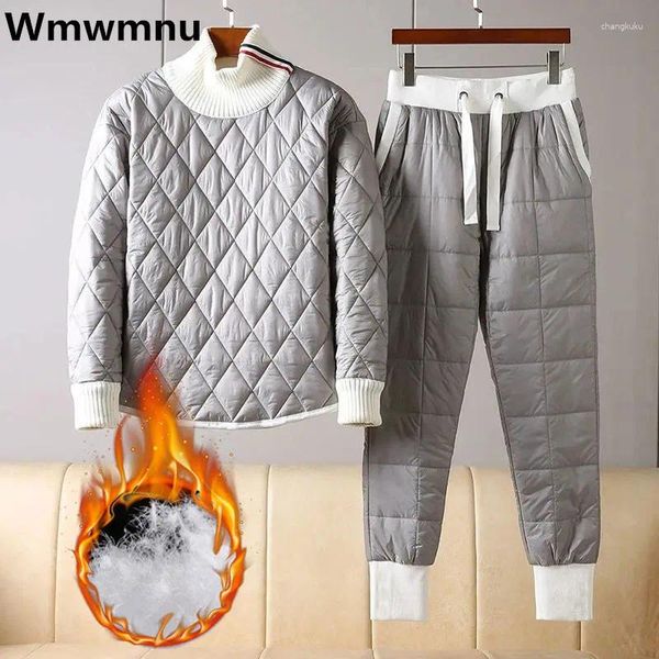 Pantalones de dos piezas para mujeres Breakbreak Dowm Cotton Track Set Winter Winter Warm Turtleneck Sweeck Sweatsuits Conjuntos Antfit de jogger