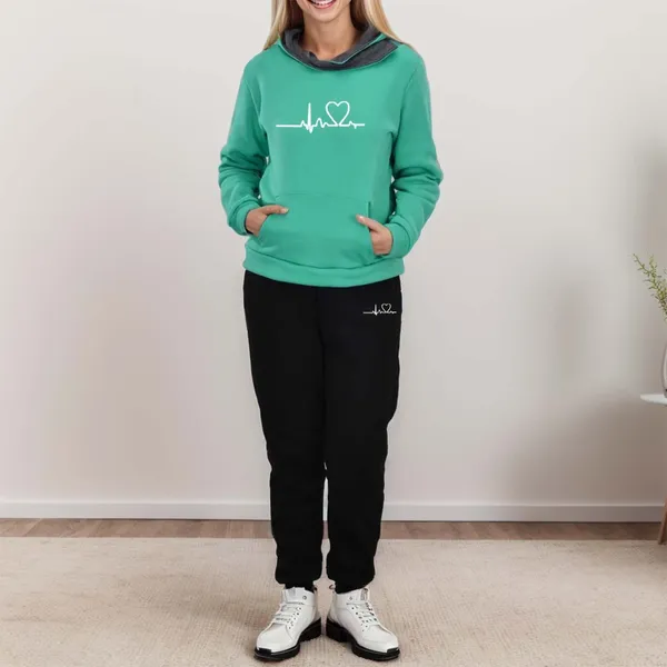 Pantalones de dos piezas para mujer, pantalones con capucha de talla grande de invierno, traje para mujer, chándal cálido suelto, conjuntos informales de 2 piezas, jersey para mujer