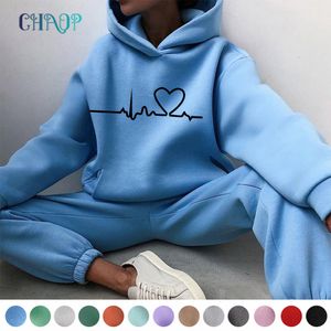 Tweede stuk broek voor dames winter sets vrouwen tracksuit oversized pak herfst broek pakken vrouwelijke sweatshirt print sport hoodie sportkleding 221207